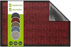 SQUATCH® | Wewnętrzna mata wejściowa | Trwała i antypoślizgowa wycieraczka | Absorbuje wodę i zbiera brud | Łatwa do czyszczenia (Czerwony, 40x60cm)