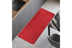Comart, Alfombra Nancy para Cocina, Pasillo y decoración, Antideslizante, de Chenilla, Borde Antideslizante, Suave, Resistente, Lavable a máquina, Fabricada en Italia, Color Rojo, 50 x 130 cm
