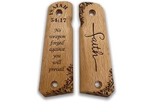 ZIB GRIPS ZIB-Griffe für 1911: Handfeuerwaffengriffe aus Holz in Originalgröße mit Bibelverse-Serie – passend für eine Vielzahl von 1911-Modellen – 1911-Zubehör (Jesaja 54–17)