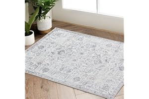 ‎TOPICK TOPICK Läufer 60x150cm Grau Teppiche Vintage Teppichläufer Flur Retro Faltbar Dünner Waschbar Teppich Multi Floral Boho rutschfeste für Innenbereich Badezimmer Küche Schlafzimmer Wohnzimmer