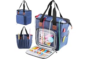 JOZEA Tragbare Aufbewahrungstasche für Strickprojekte, Organizer für Garne, Häkelnadeln, Stricknadeln