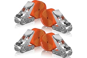 Gnarcore© Cinghie di Fissaggio a Cricchetto (larghe 25mm) - Approvate per la circolazione stradale (DIN EN 12195-2) - 600 Kg di forza - 4 & 6 metri in rosso, nero, blu, arancione