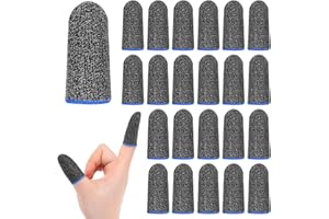 Lusofie 20 Stück Gaming Finger Sleeve- Silberfaser Finger Sleeves-Ultradünne Fingerlinge mit Blauem Rand-Schweißfeste Touch fingersleeves Zubehör-für Alle Touchscreen