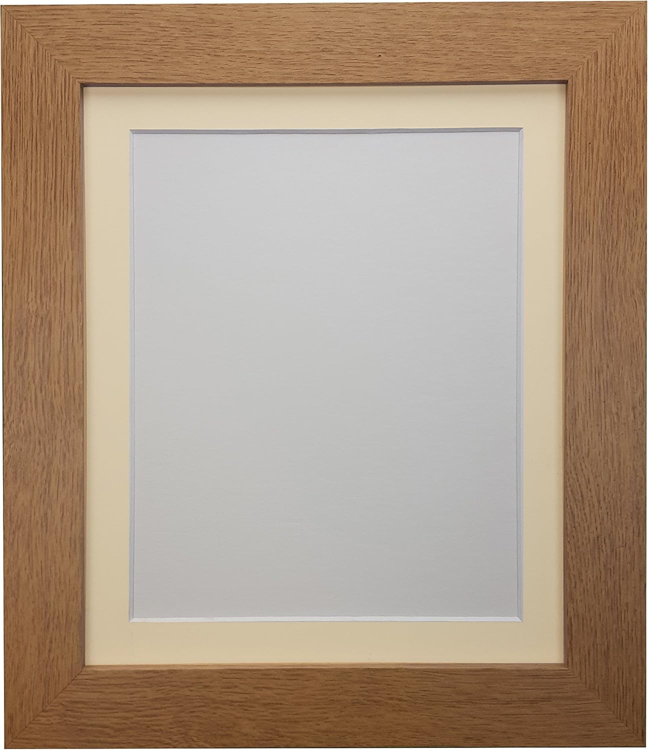 FRAMES BY POST "London Oak Picture Photo Poster Frame with 12 x 10 Inch Ivory Mount Image Size 10 x 8 Inch, Oak with Ivory Mount, 39 x 15 mm