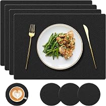 8 Sets De Table Silicone YUNJUER - 60x40cm + Dessous Verre - Résistant 232°C, Antidérapant - Lavable