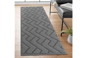 Biscpro Hallway Runner Rug Non-Slip 50x120cm Absorbent Dirt Trapper Rug Durable Rubber Backing Carpet Soft Machine Washable Long Door Mat Runner Rug for Entryway Laundry,Hallway,Patio Room-Grey
