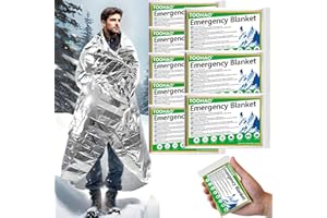 TOOHAO Couverture de Survie Reutilisable 8 Pièces, pour Randonnée Survie Premiers Secours Marathons Voiture, Robuste Indéchirable Imperméable - Argent