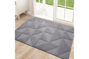 Homaxy Door Mats Indoor, 50 X 80 cm, Machine Washable Inside Door Mat, Dirt Trapper Soft Doormats, Super Absorbent Entrance Rug, Non-slip Floor Mat For Front Back Door, Pets and Dogs (Grey)