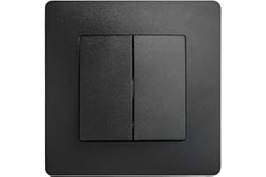 DEBFLEX - Caly - Interrupteur Va et Vient Double - Interrupteur Mural Carré pour Commande d'Eclairage - Bornes de Connexion Automatiques - ABS - Installation Encastrée - Noir - 85 x 85 x 37 mm