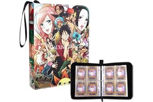 Roffatide One Piece 4-Taschen-Binderkarten mit 50 abnehmbaren doppelseitigen Seiten Blätter Handelskartenbinder hält bis zu 400 Karten Taschen Reißverschluss Album für Jungen Mädchen