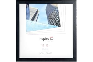 Hampton Frames | Cornice Portafoto OXFORD OXF1212NGX | 30x30 cm, nero, MDF effetto legno | Plexi, profilo 20 mm, montaggio parete | Per foto quadrate