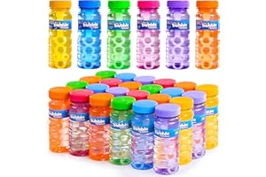 JOYIN Pack of 12 Bubble Sticks (4 oz/118 ml Bubble Solution), Bubble Bottles, Soap Bubbles Party Favors for Children, 6 Colours Large Bubble Kit, Summer Toddler Outdoor Toy