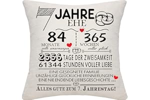 Bommex 7 Jahre Ehe Geschenk 7. Hochzeitstag Kissen Abdeckung Keepsake Dekoration Geschenk für Paare Eltern Frauen Männer Mama Papa Ehemann Frau Oma Opa Tante Onkel Freunde (7. Jahrestag)