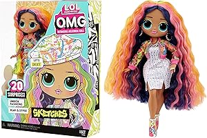LOL Surprise OMG SKETCHES Poupée mannequin avec 20 Surprises – Contient 1 poupée mannequin, des tenues, accessoires & 1 socle – À collectionner – Dès 4 ans