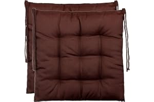 Brandsseller Coussin de Chaise env. 40 x 40 cm Coussin d'Assise avec Ficelles de Maintien pour Indoor Outdoor en Set de 2 Pièces - Marron