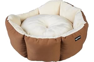Amazon Basics Octagon Pet Bed for Cat and Dog, Brown & Ivory, 50 x 50 x 20 cm (L x W x H)