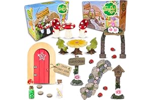 FAIRY DOOR KINGDOM Fairy Garden Accessories Kits for Children with Fairy Door & Outdoor Fairy Garden Ornaments to Create an Enchanting Garden for the Fairies