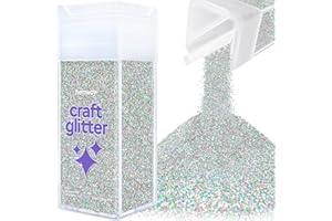 Hemway Plata holográfica Microfino Craft del brillo de la coctelera de Artes Oficios Vasos de papel de vidrio decoraciones diy de Proyectos - 1/256" 0,004" 0.1MM - 130 g / 4,5 oz