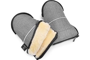 Manicotto per passeggino in pelle di agnello WERNER CHRIST BABY – GLOVY è lo scaldamani ideale per passeggiate in carrozzina in giorni freddi, guanti in pelle d’agnello medicale, in grigio chiaro
