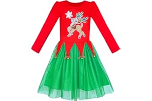SUNNY FASHION Dziewczęca Sukienka Drzewko świąteczne Opaska Święty Długi rękaw Przyjęcie 4-12 lat