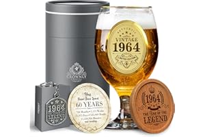 ‎CROWNLY CRYSTAL CROWNLY CRYSTAL® Geschenke Für Männer 1964 Bierglas Personalisiert Geburtstagsgeschenk Für Männer 60 Geburtstag Mann Trinkgläser Set Vater Geschenk Personalisierte Geschenkideen Für Männer