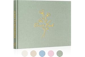 Lanpn Libro de Visitas de Boda 108 Páginas en Blanco, Libro Firmas Boda de Lino, Libros de Firmas para Bodas, Aniversario, Bautizos, Cumpleaños, Libro de Recuerdos, álbum de Invitados de Boda, Verde