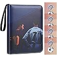 Trading Card Album for Football, Binder Card Holder, Fits 400 Cards with 50 Removable Sleeves, Carrying Case Binder Album, Book Folder Storage Organizer (Send four football cards Randomly)