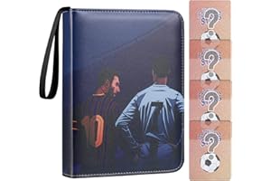 BOENFU Album na karty kolekcjonerskie do piłki nożnej, uchwyt na karty do segregatora, pasuje na 400 kart z 50 zdejmowanymi rękawami, album do przenoszenia, organizer do przechowywania teczek na książki, wyślij losowo cztery karty piłkarskie