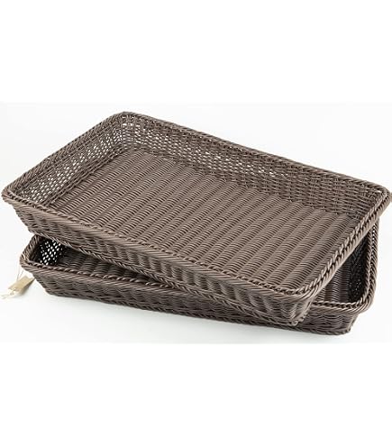 Panier En Osier Rectangulaire - 2 Pièces - Pour Pain, Fruits, Légumes - Décoration Marché Ou Cuisine