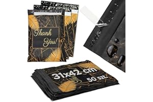 ‎ALLBAGS 50 Versandbeutel Plastik Versandtaschen selbstklebend und blickdicht Versandtüten aus Plastik (THANK YOU 310x420mm)