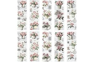 WANDIC 10 hojas de calcomanías de transferencia para frotar, calcomanías vintage de rosas rosas, impermeables, para muebles, mesa, botella de agua, manualidades, 11.8 x 3.9 pulgadas