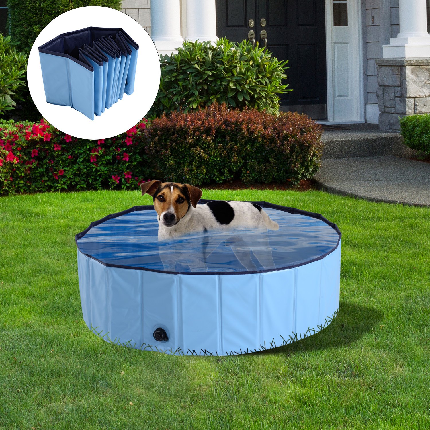 Dog Pool Garden Pet Foldable Swimming Splash Proof Surface Outdoor