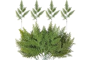 Purple Star 40 PCS Artificial Faux Cedar Branches 12.5 Inch Artificial Green Cedar Sprigs Faux Cedar Pine Stems Picks for DIY Garland Wreath Christmas Embellishing and Home Garden Decoration
