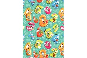 ARKRAFT carta da regalo 3 fogli formato 90 x 65 cm prodotto FSC confezione senza plastica disegno numeri inizio scuola (18-8684)