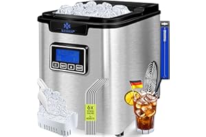 KESSER® Kostkarka do lodu | kostkarka do lodu ze stali nierdzewnej | 150 W Ice Maker | 12 kg / 24 h | 3 rozmiary kostek | przygotowanie w 6 min | zbiornik na wodę 2,2 l | timer | wyświetlacz LCD