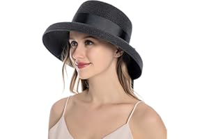 Muryobao Damski kapelusz słomkowy na lato ochrona przed promieniowaniem UV podróżny składany daszek kapelusz vintage Cloche plaża czapka wędkarska