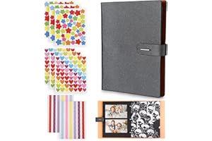 Giloty Album fotografico Fai da Te, Album Foto Scrapbooking con 30 Pagine Nere Album, Copertina Impermeabile in Pelle Regalo Perfetto per Compleanno, Festa della mamma, San Valentino (Nero)