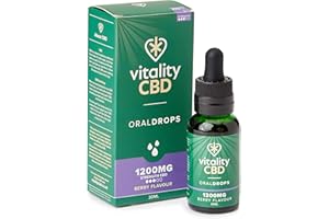 Vitality CBD Oral Drops in hempseed Oil, 1200 mg, Berry, 30ml, NO THC
