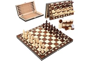 LIAILA Jeu d'échecs magnétique, échiquier en Bois 3 en 1, Jeu d echec 29 x 29 cm, Jeu echec Pliable, Jeux d'echec pour Enfants, idéal pour Les fêtes, Les activités familiales, idéal pour Les Voyages