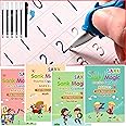 SILLYME Sank Magic Book For Kids 2-5Years - 4 Books +1 Pen+10Refill- Sank Magic Practice Copy Book For Kids 2-5 Years - Reusable Magical Book Drawing Alphabet Writing Practice Book, Multicolor