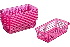 Kigima Aufbewahrungskorb 20x10x5,5cm 0,7L 8er Set – Allzweckkorb aus robustem Plastik (BPA-frei) – Aufbewahrungsbox für Küche & Bad – Haushaltskorb zur Aufbewahrung – Korb für Aufbewahrung – Pink