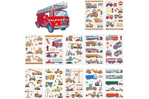 Amaxiu Tatuaże samochodowe dla dzieci, 12 arkuszy, wodoodporne, tymczasowe tatuaże do samochodów ciężarowych, transport tymczasowe tatuaże, koparka, buldożer, akcesoria imprezowe dla chłopców