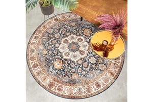 ‎FRAAI | HOME & LIVING FRAAI | Home & Living Teppich Vintage Rund - Imagine Medaillon Bunt - Baumwolle, Polyester - Flachgewebe - Vintage, Orientalisch - Wohnzimmer, Esszimmer, Schlafzimmer - Carpet