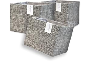 NORDIS DESIGN Mini Aufbewahrungskörbchen 3er Set (11x11x9cm), Premium Aufbewahrungskorb klein als Aufbewahrungsbox Bad, Organizer Wickelkommode, Utensilo & Premium Organizer Stoff grau uni