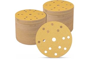 Sruhrak Sanding Discs 150mm 70 Pcs, 40 Grit 6 inch 15 Holes Hook and Loop Orbital Sander Discs, Sanding Pads for Random Orbital Sander Pads and All Oscillating Tools