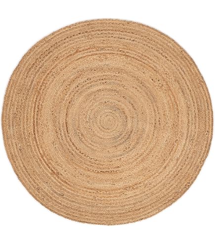 Alfombra Redonda De Esparto Trenzada A Mano - Diámetro 80 Cm, Natural, Decorativa, Para Interior Y Exterior
