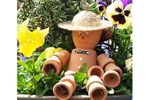 TOKISO Terracotta 28cm Garden Flower Pot Man - Gnome Style Shelf Sitting Figurine