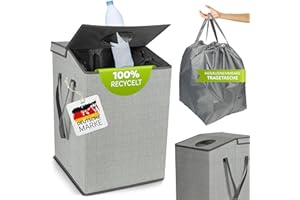 KrockaZone. Rangement de bouteilles consignées avec sac de transport XXL et couvercle avec trou pour bouteilles – Récipient de collecte pour les produits vides et les vieux verres – Organisateur de