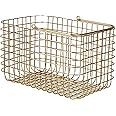 Craft Brio -A TRENDY HANDICRAFTS Wire Metal Square Decorative Basket Gold Finish (Size - 10 x 8 x 7 Ht)