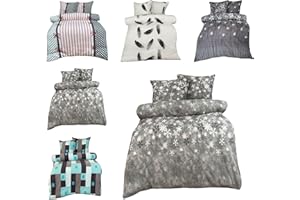 ‎LEONADO VICENTI Leonado Vicenti Winter Bettwäsche Thermo Fleece Flausch Kuschelig Warme Garnitur Bettbezüge Set, Größe:4 teilig 135x200 cm, Farbe:Kristall grau